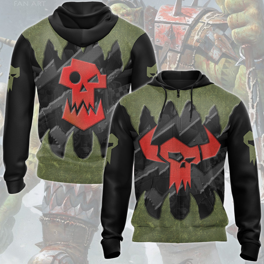 Warhammer 40K Ork Battleworn Insignia All Over Printed T-shirt Tank Top Zip Hoodie Pullover Hoodie Hawaiian Shirt Beach Shorts Joggers Zip Hoodie