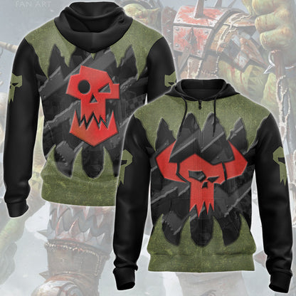 Warhammer 40K Ork Battleworn Insignia All Over Printed T-shirt Tank Top Zip Hoodie Pullover Hoodie Hawaiian Shirt Beach Shorts Joggers Zip Hoodie