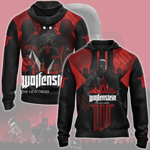 Wolfenstein: The New Order Video Game All Over Printed T-shirt Tank Top Zip Hoodie Pullover Hoodie Hawaiian Shirt Beach Shorts Joggers Zip Hoodie S 