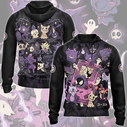 Pokemon Ghost Type Club Video Game All Over Printed T-shirt Tank Top Zip Hoodie Pullover Hoodie Hawaiian Shirt Beach Shorts Joggers