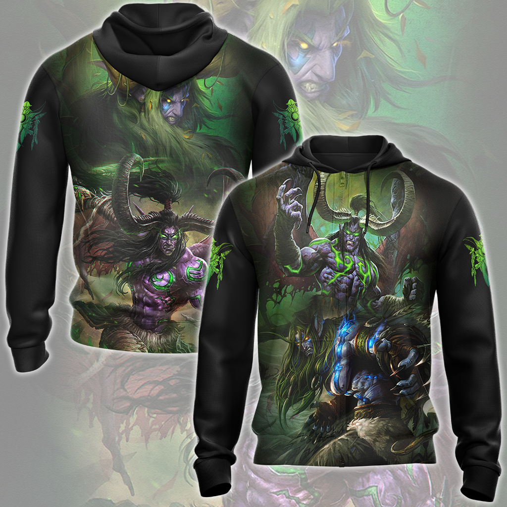 World Of Warcraft Stormrage Brothers - Illidan Stormrage, Malfurion Stormrage Video Game All Over Printed T-shirt Tank Top Zip Hoodie Pullover Hoodie Hawaiian Shirt Beach Shorts Joggers Zip Hoodie