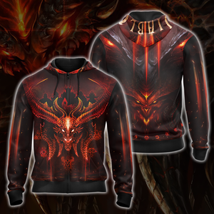 Diablo Video Game All Over Print T-shirt Tank Top Zip Hoodie Pullover Hoodie Zip Hoodie S 