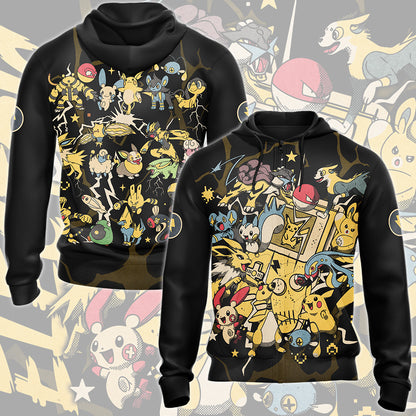 Pokemon Electric Type Club Video Game All Over Printed T-shirt Tank Top Zip Hoodie Pullover Hoodie Hawaiian Shirt Beach Shorts Joggers