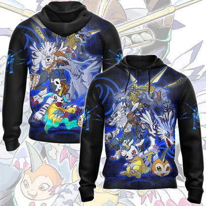 Digimon Gabumon Evolution Video Game All Over Printed T-shirt Tank Top Zip Hoodie Pullover Hoodie Hawaiian Shirt Beach Shorts Joggers Zip Hoodie