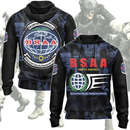 Resident Evil Bioterrorism Security Assessment Alliance (B.S.A.A.) Video Game All Over Printed T-shirt Tank Top Zip Hoodie Pullover Hoodie Hawaiian Shirt Beach Shorts Joggers