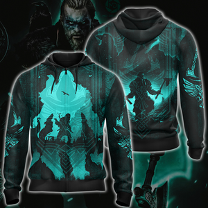 Assassin's Creed Valhalla All Over Print T-shirt Tank Top Zip Hoodie Pullover Hoodie Zip Hoodie S 