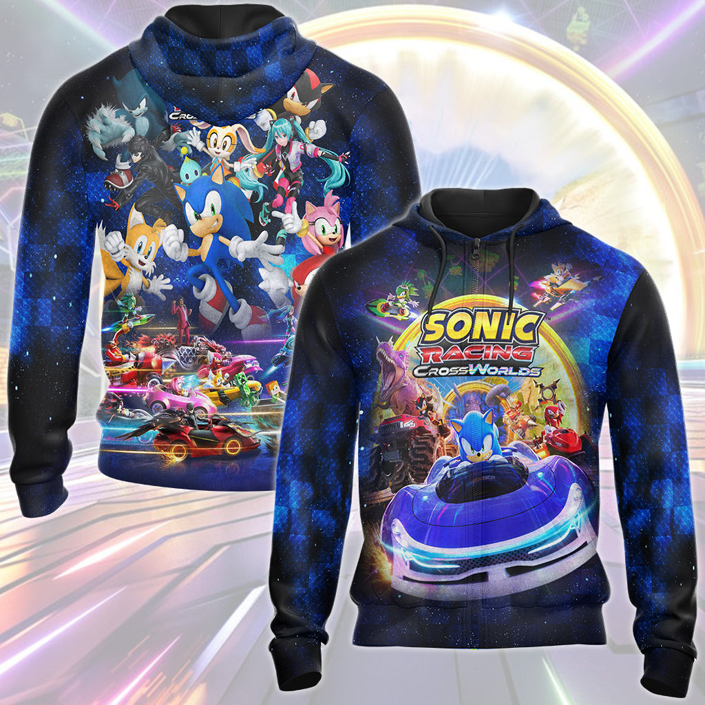 Sonic Racing: CrossWorlds Video Game All Over Printed T-shirt Tank Top Zip Hoodie Pullover Hoodie Hawaiian Shirt Beach Shorts Joggers Zip Hoodie
