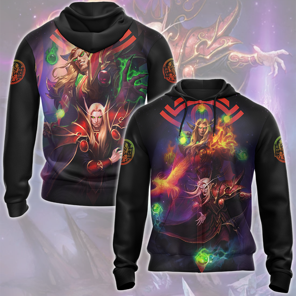 World Of Warcraft Kael'thas Sunstrider Video Game All Over Printed T-shirt Tank Top Zip Hoodie Pullover Hoodie Hawaiian Shirt Beach Shorts Joggers Zip Hoodie