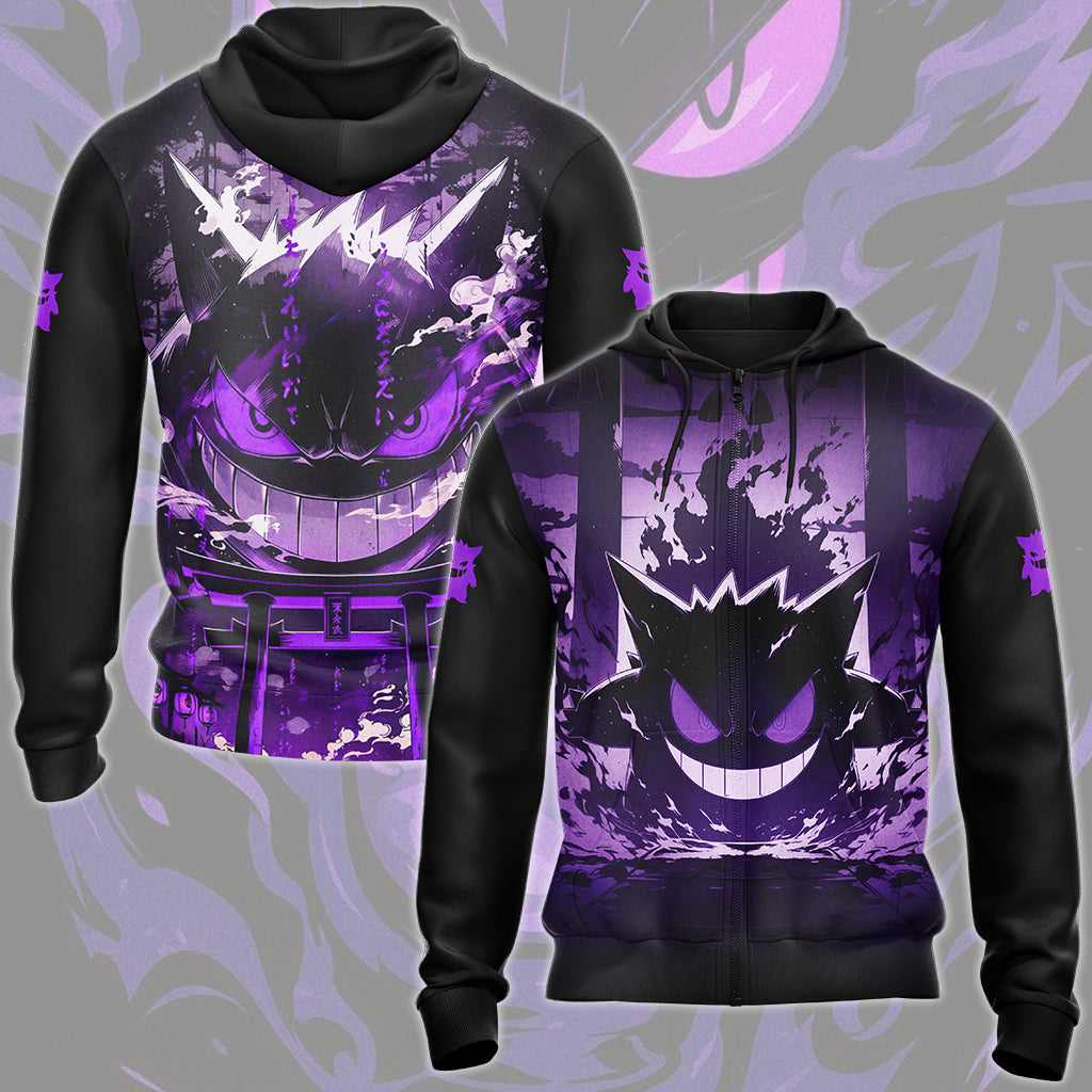 Pokemon Gengar Anime Video Game All Over Printed T-shirt Tank Top Zip Hoodie Pullover Hoodie Hawaiian Shirt Beach Shorts Joggers
