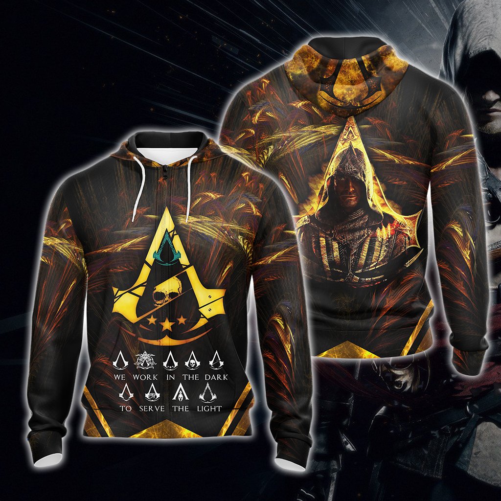 Assassin's Creed We Work In The Dark To Serve The Light Unisex 3D T-shirt Zip Hoodie Pullover Hoodie Zip Hoodie