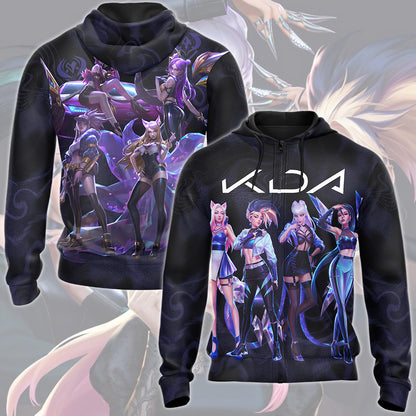 League of Legends K/DA Band Video Game All Over Printed T-shirt Tank Top Zip Hoodie Pullover Hoodie Hawaiian Shirt Beach Shorts Joggers