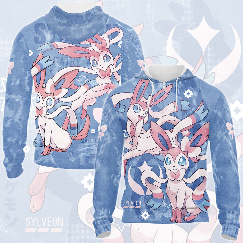 Pokemon Sylveon Video Game All Over Printed T-shirt Tank Top Zip Hoodie Pullover Hoodie Hawaiian Shirt Beach Shorts Joggers Zip Hoodie
