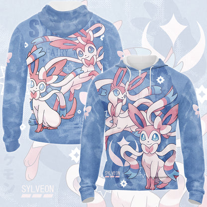 Pokemon Sylveon Video Game All Over Printed T-shirt Tank Top Zip Hoodie Pullover Hoodie Hawaiian Shirt Beach Shorts Joggers Zip Hoodie