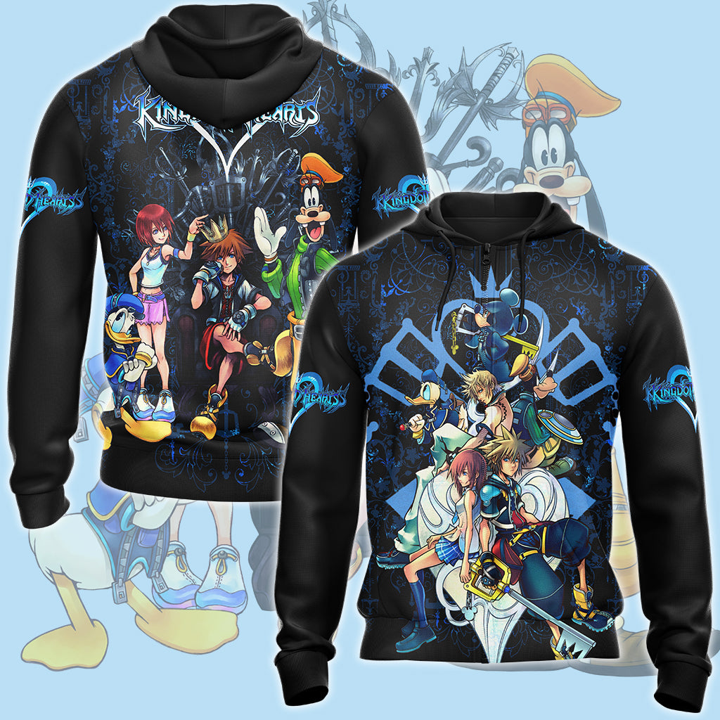 Kingdom Hearts Characters Video Game All Over Printed T-shirt Tank Top Zip Hoodie Pullover Hoodie Hawaiian Shirt Beach Shorts Joggers Zip Hoodie