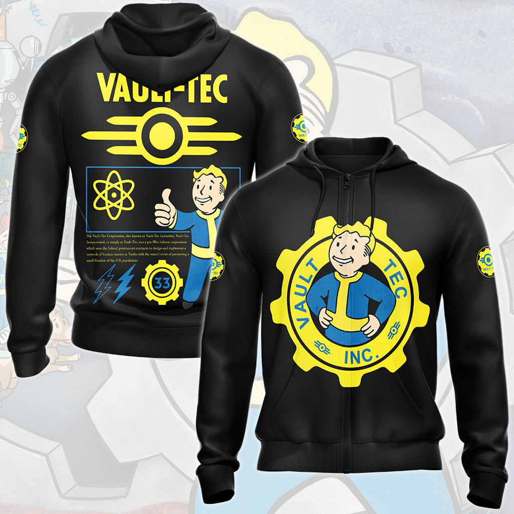 Fallout Vault-Tec Corporation Video Game All Over Printed T-shirt Tank Top Zip Hoodie Pullover Hoodie Hawaiian Shirt Beach Shorts Joggers