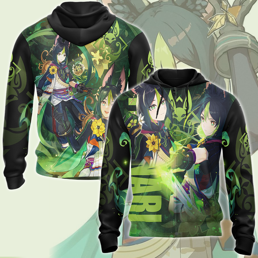 Genshin Impact Tighnari Video Game All Over Printed T-shirt Tank Top Zip Hoodie Pullover Hoodie Hawaiian Shirt Beach Shorts Joggers Zip Hoodie