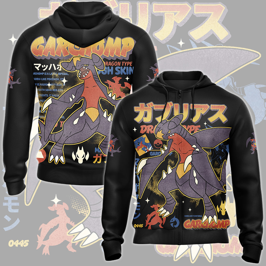 Pokemon Garchomp Video Game All Over Printed T-shirt Tank Top Zip Hoodie Pullover Hoodie Hawaiian Shirt Beach Shorts Joggers