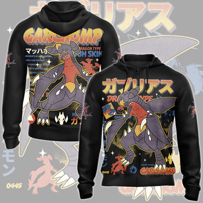 Pokemon Garchomp Video Game All Over Printed T-shirt Tank Top Zip Hoodie Pullover Hoodie Hawaiian Shirt Beach Shorts Joggers
