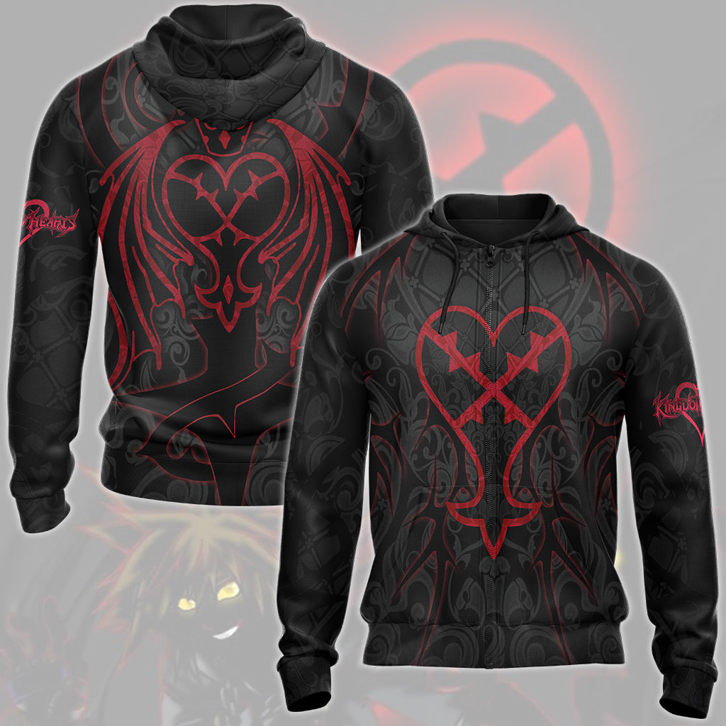 Kingdom Hearts Symbols The Heartless Emblem Video Game All Over Printed T-shirt Tank Top Zip Hoodie Pullover Hoodie Hawaiian Shirt Beach Shorts Joggers Zip Hoodie
