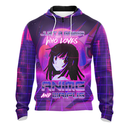 Just A Gamer Who Loves Anime And Waifus Unisex 3D T-shirt