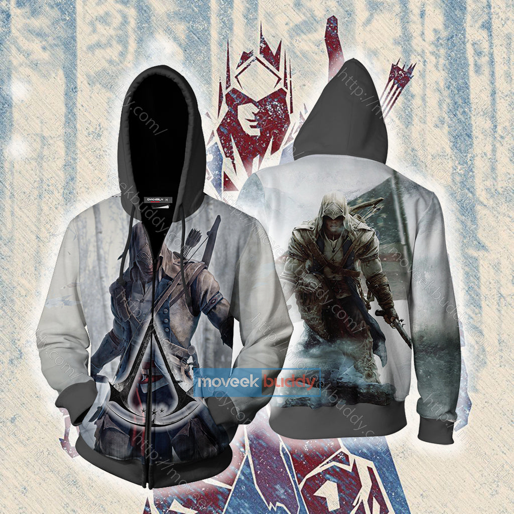Assassin's Creed III Connor Cosplay Unisex 3D T-shirt Zip Hoodie