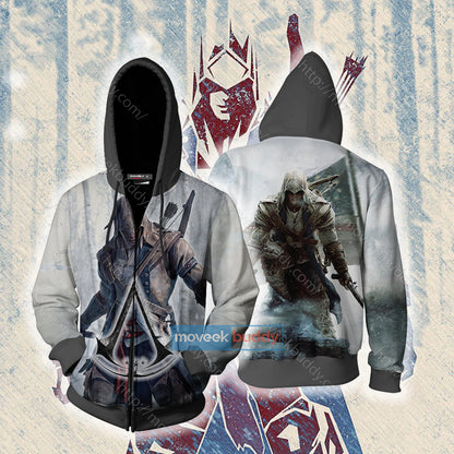 Assassin's Creed III Connor Cosplay Unisex 3D T-shirt Zip Hoodie