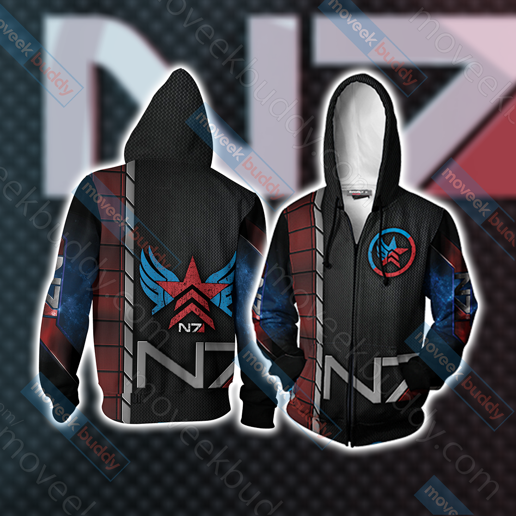 Mass Effect - Paragon Renegade N7 Unisex 3D T-shirt Zip Hoodie