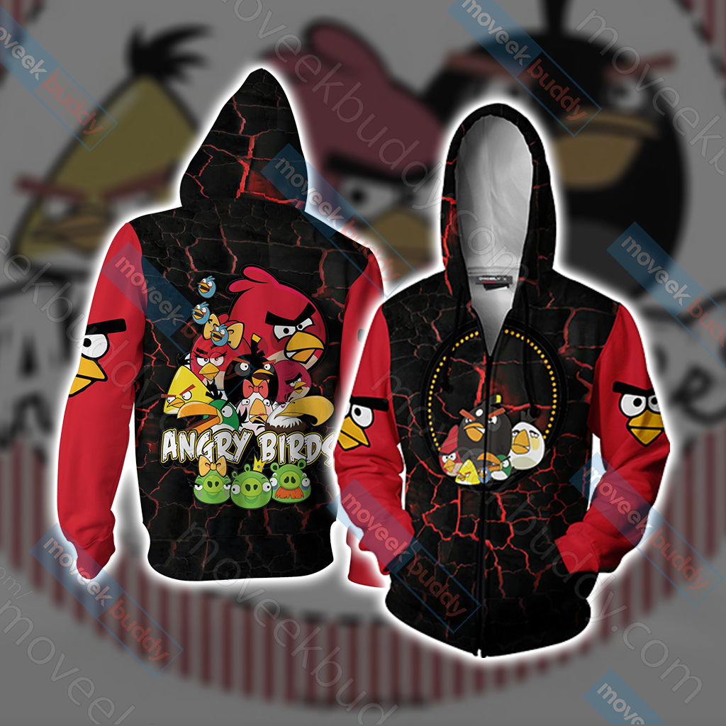 Angry Birds Unisex 3D T-shirt Zip Hoodie