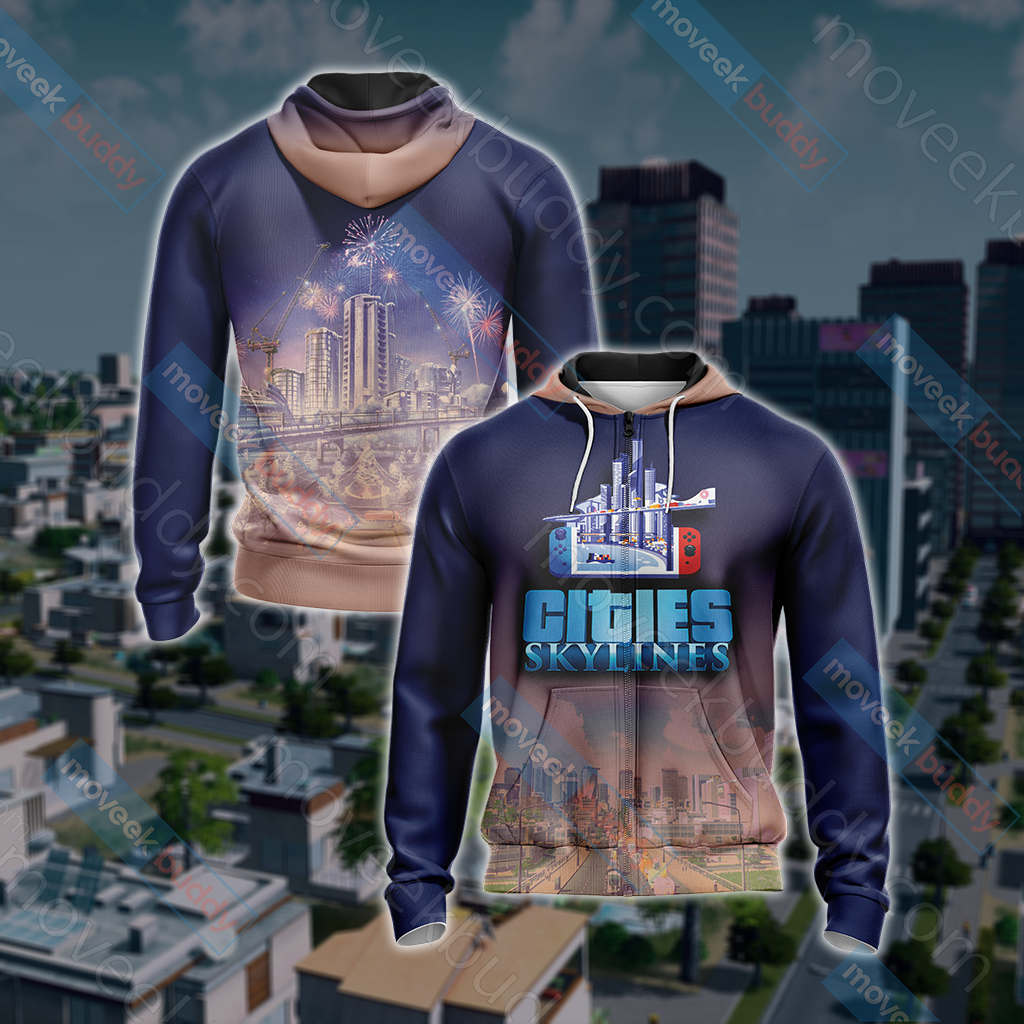 Cities: Skylines Unisex 3D T-shirt Zip Hoodie