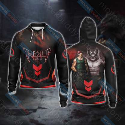Wolfteam Unisex 3D T-shirt Zip Hoodie