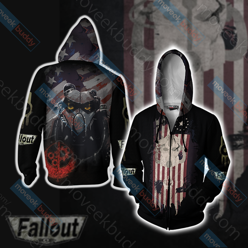 Fallout Brotherhood Of Steel New Unisex 3D T-shirt Zip Hoodie