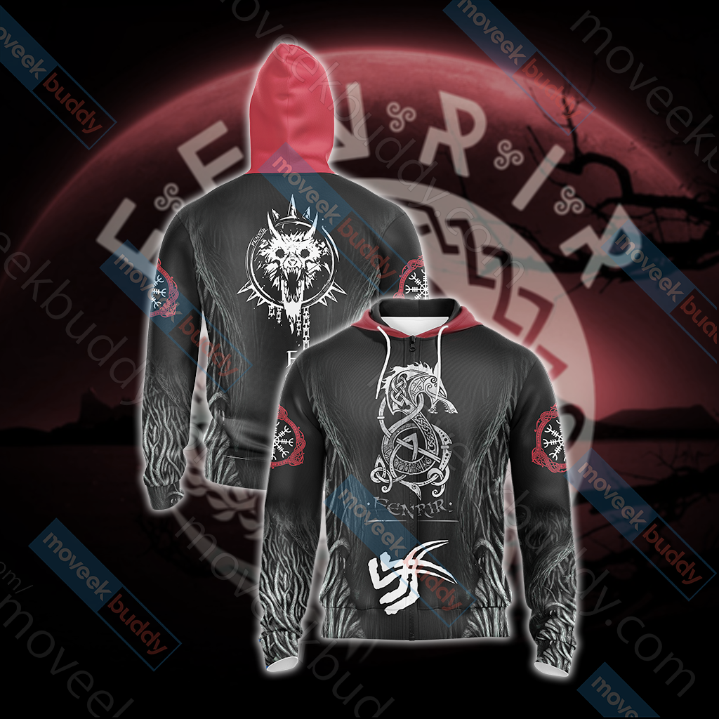 Vikings - Fenrir Unisex 3D T-shirt Zip Hoodie
