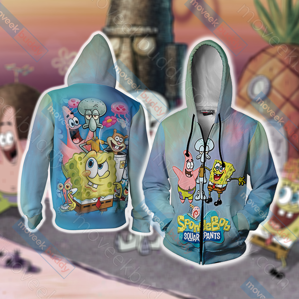 SpongeBob SquarePants Unisex 3D T-shirt Zip Hoodie