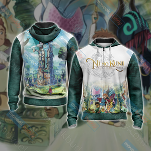 Ni no Kuni Unisex 3D T-shirt Zip Hoodie XS 