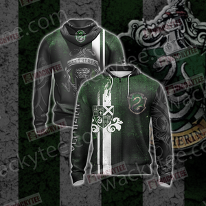 Slytherin House Harry Potter New Look Unisex 3D T-shirt Zip Hoodie S 