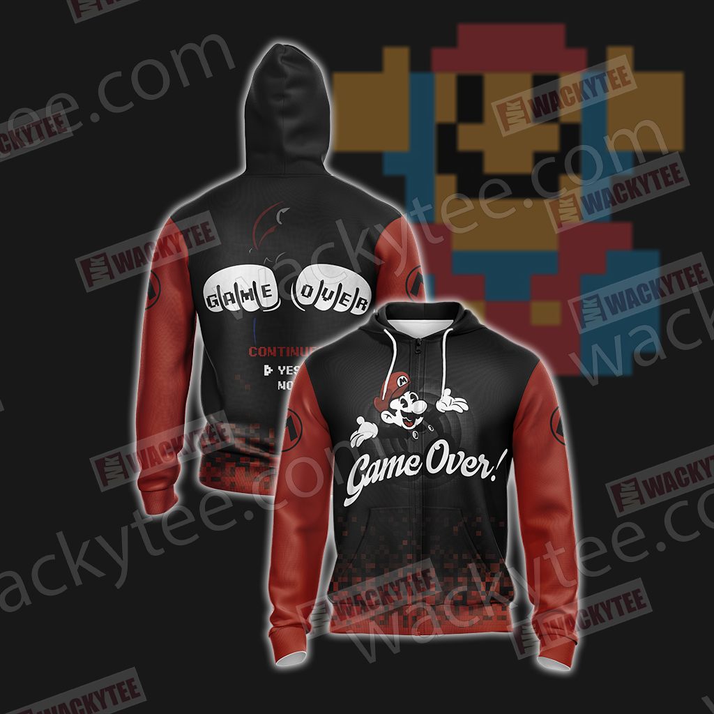 Mario Game Over Unisex 3D T-shirt Zip Hoodie