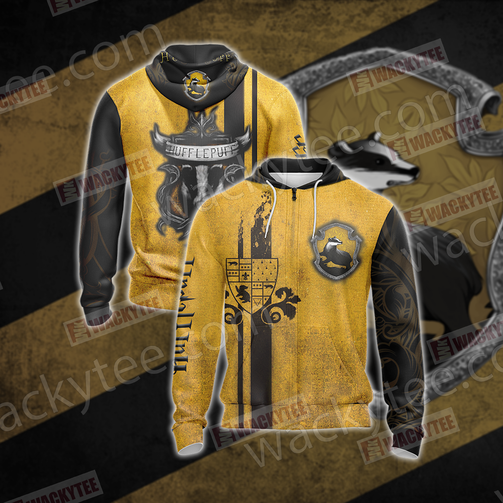 Hufflepuff House Harry Potter New Look Unisex 3D T-shirt Zip Hoodie S