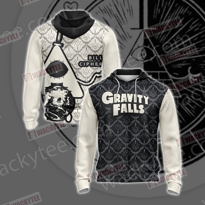 Gravity Falls - Bill Cipher Black And White Unisex 3D T-shirt Zip Hoodie