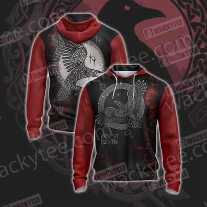 Norse Raven Unisex 3D T-shirt Zip Hoodie