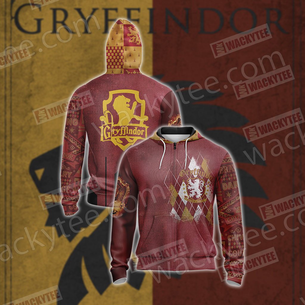 Harry Potter - Gryffindor House Unisex 3D T-shirt Zip Hoodie