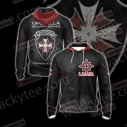 Resident Evil Umbrella Security Service (USS) Unisex 3D T-shirt Zip Hoodie