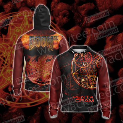 Doom 3 - Pentagram Unisex 3D T-shirt Zip Hoodie