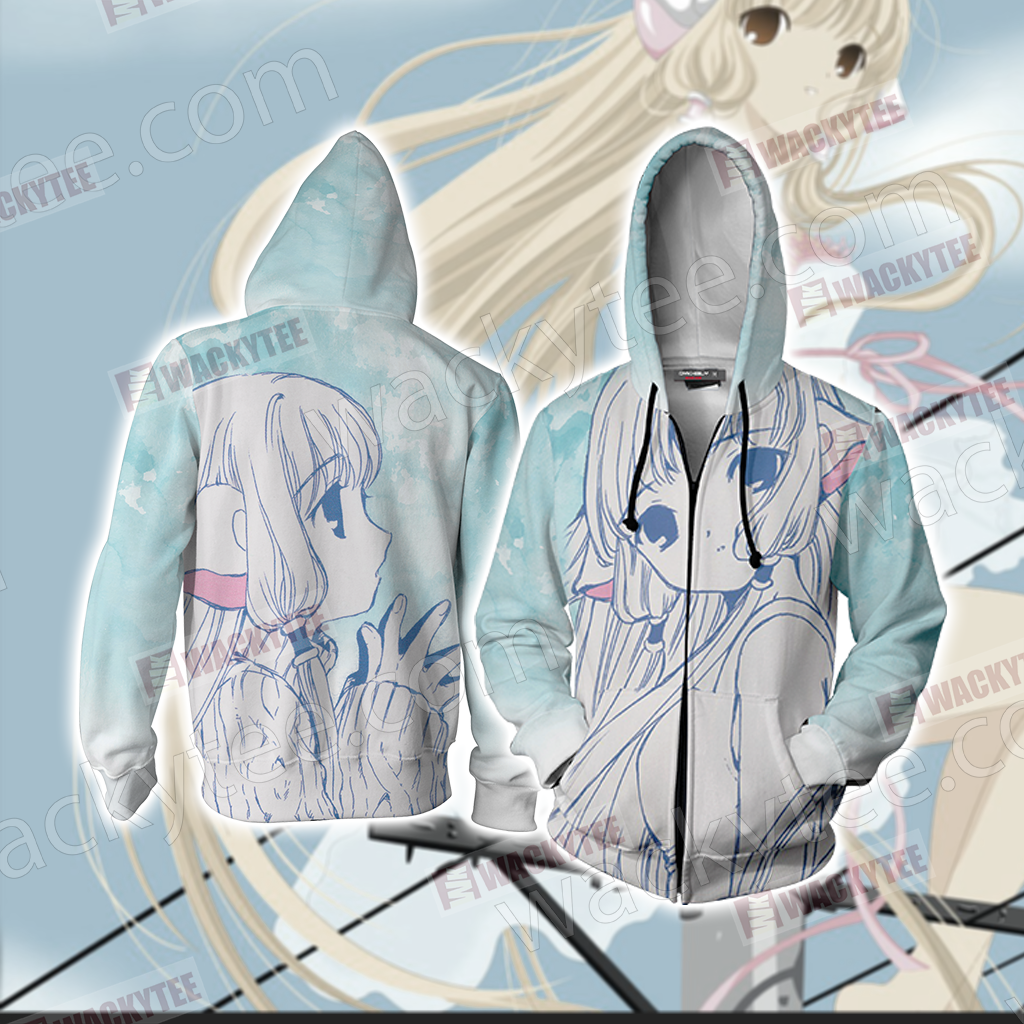 Chobits Unisex 3D T-shirt Zip Hoodie