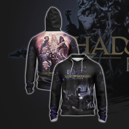 Final Fantasy XIV Shadowbringers Unisex 3D T-shirt Zip Hoodie