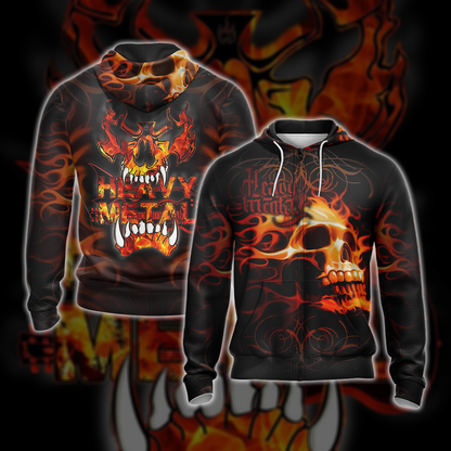 Heavy Metal Music Unisex 3D T-shirt Zip Hoodie