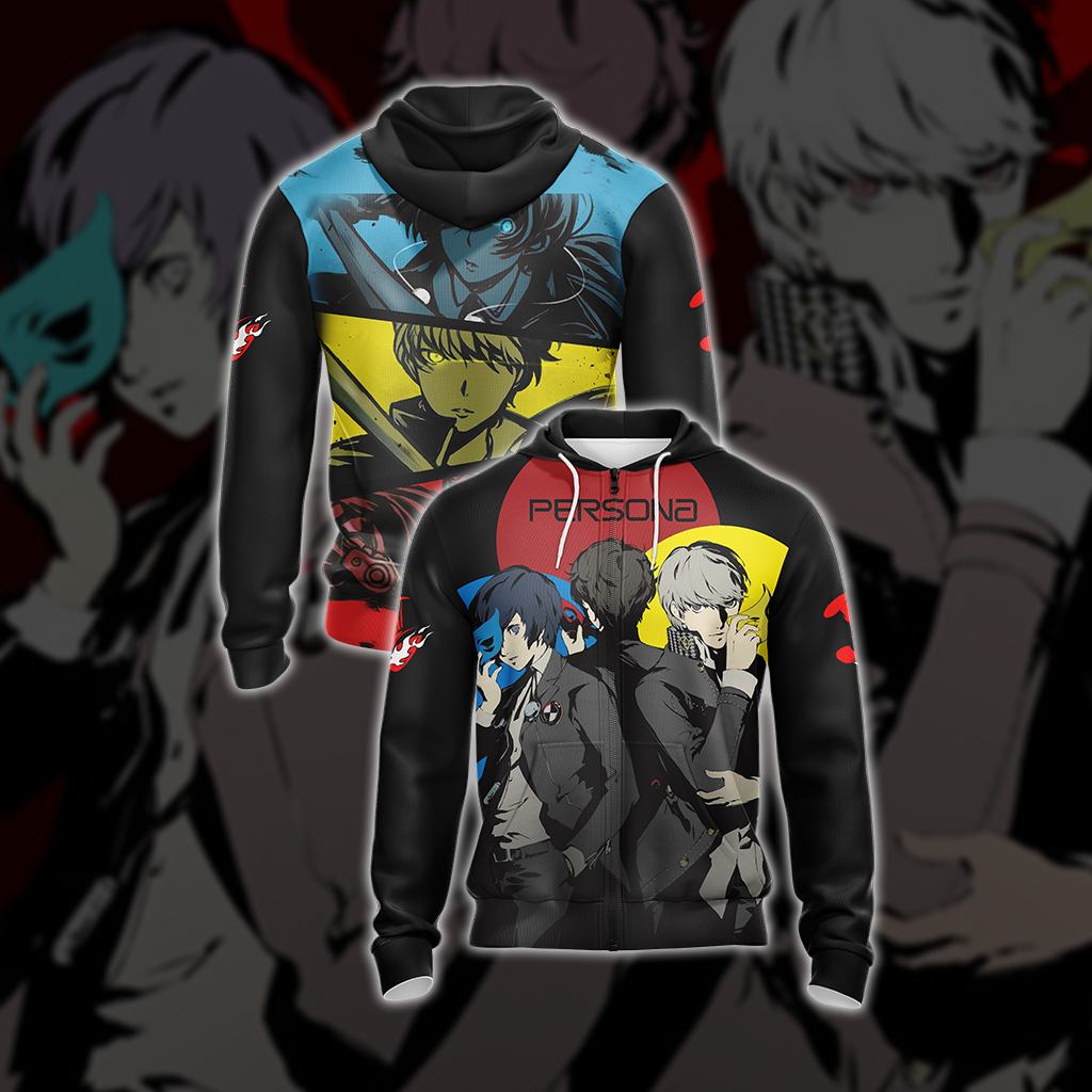Persona 3, 4, 5 Protagonists Unisex 3D T-shirt Zip Hoodie