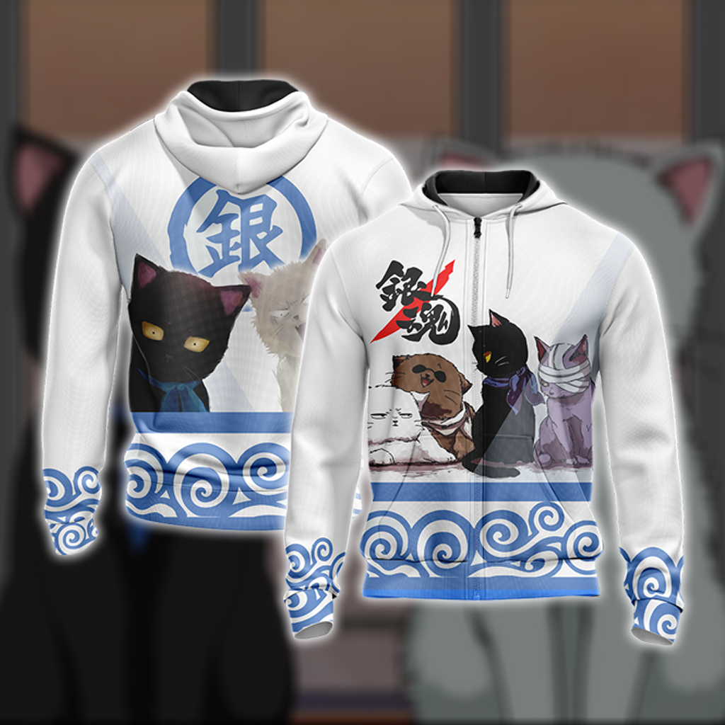 Gintama Cats Unisex 3D T-shirt Zip Hoodie