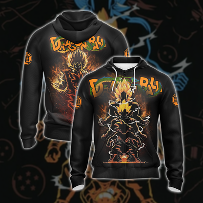 Dragon Ball Son Goku Power Unisex 3D T-shirt Zip Hoodie
