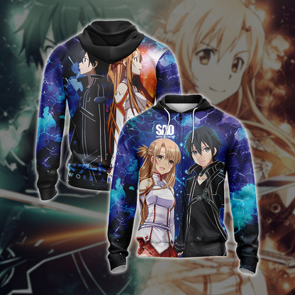 Sword Art Online Unisex 3D T-shirt Zip Hoodie XS 