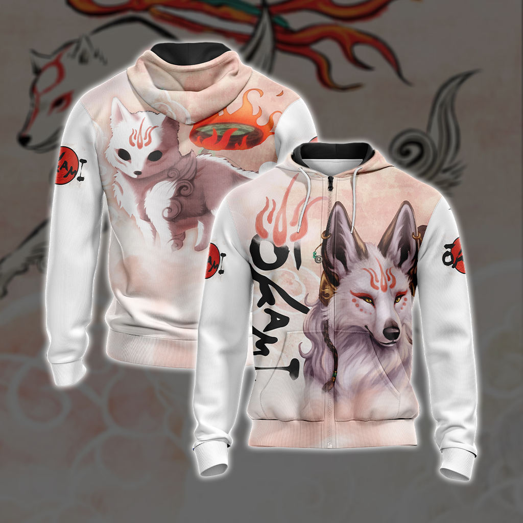 Okami Fox Unisex 3D T-shirt Zip Hoodie